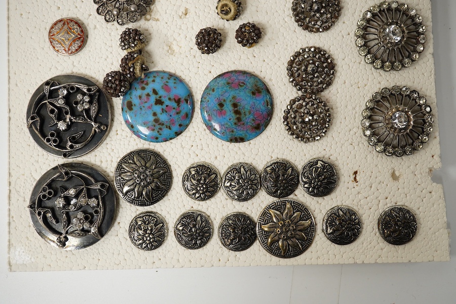 A group of 56 assorted antique buttons, largest 33mm;, Condition - some cut steel buttons are tarnished